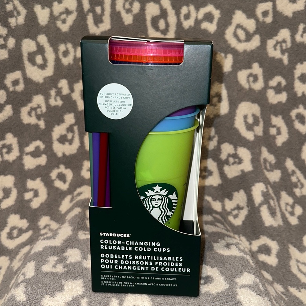Starbucks Color-Changing Reusable Cold 🥶 Cups 5 cups (24oz with lids & straws)